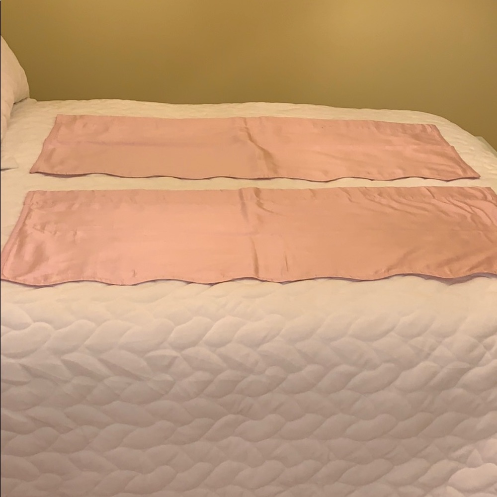 Set of 2 Pottery Barn Kids pink silk valances
